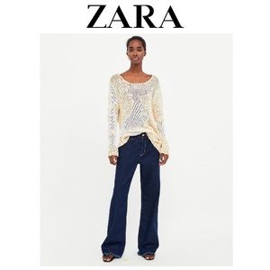 NWT Zara Ecru Sweater with contrasting details